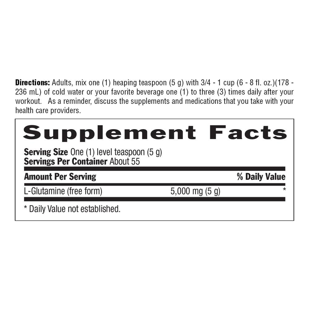 Serving suggestions: glutamine powder in a shaker bottle