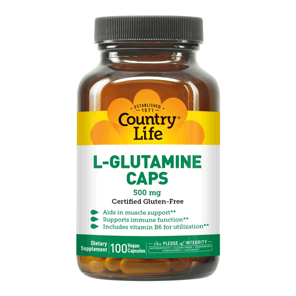 Country Life L-Glutamine 500 mg with B6 bottle label