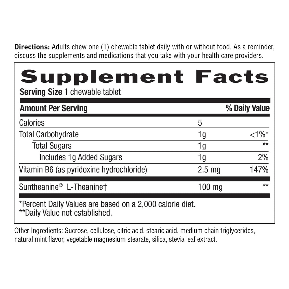 Illustration of Suntheanine and Vitamin B6 ingredients for Country Life L-Theanine
