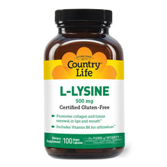 Country Life L-Lysine 500mg with B-6 bottle front label