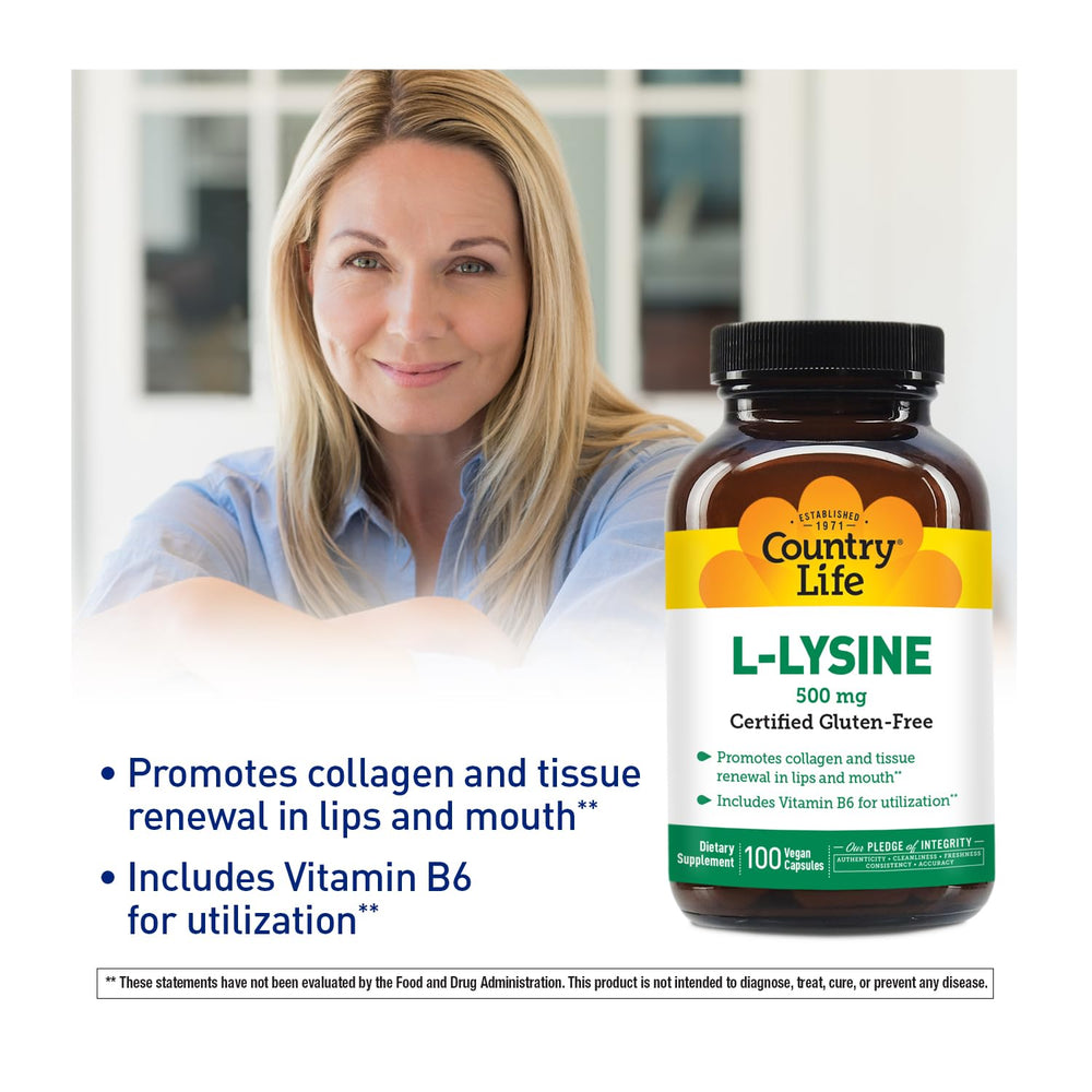 Close-up of L-Lysine 500mg capsules
