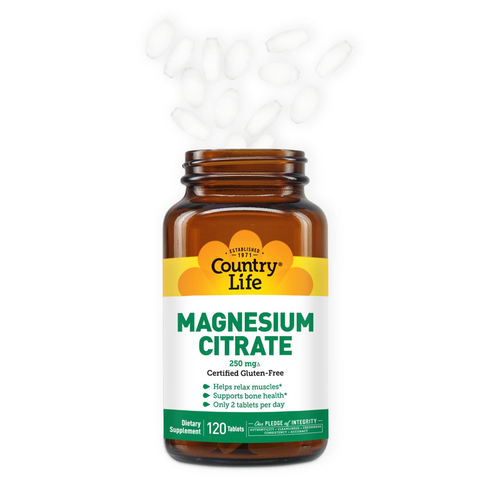 Country Life Magnesium Citrate 250mg bottle in morning routine with immune context.