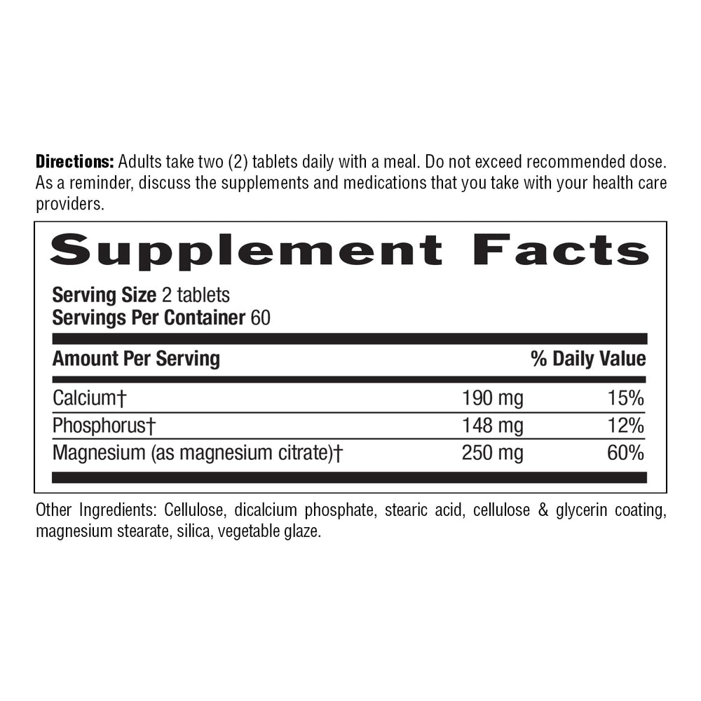 Country Life Magnesium Citrate 250mg label close-up with usage details and benefits.