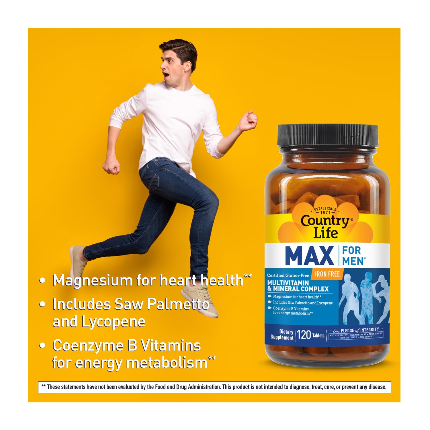 Iron-free multivitamin tablets for men