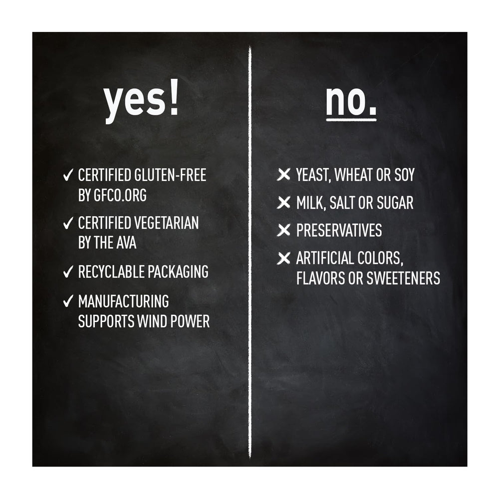 No GMOs, yeast, wheat, soy, milk, salt, sugar and artificial ingredients claim