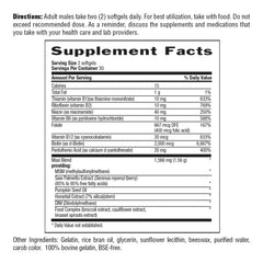 Supplement facts panel and key ingredients