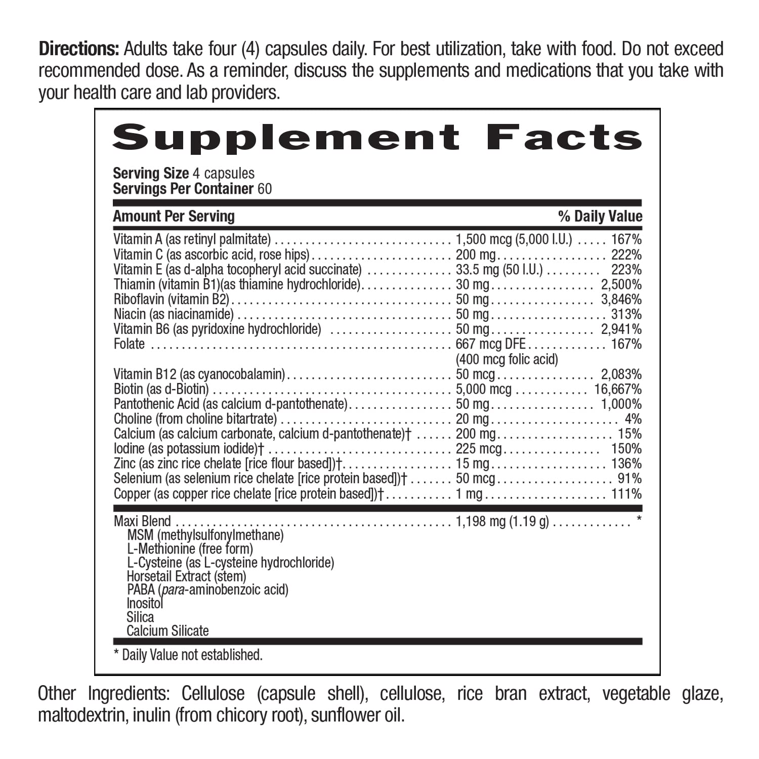 Packaging of Country Life Maxi-Hair Plus Biotin 240-count