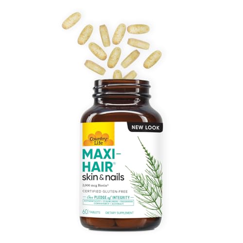 Close-up of Maxi-Hair bottle showing gluten-free and vegetarian certifications