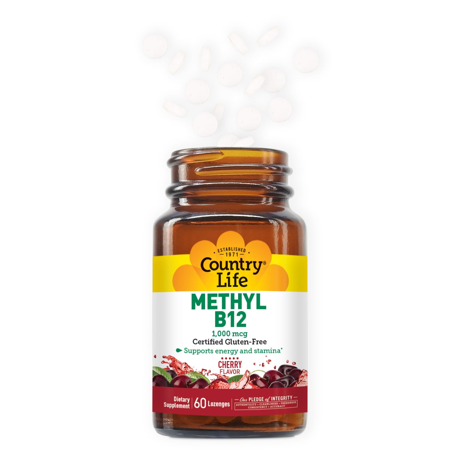 60-count bottle of Country Life Methyl B-12 Capsules