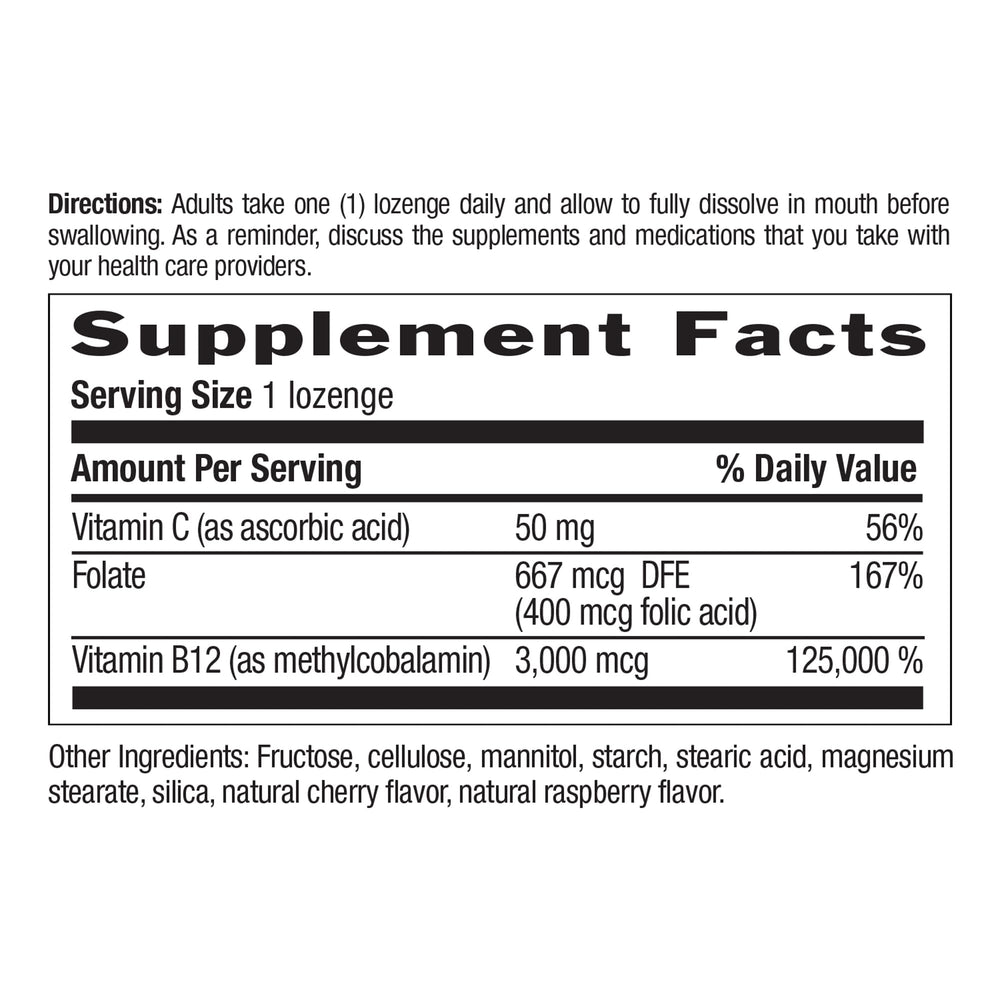 Country Life Methyl B-12 Lozenges ingredients and vegan formula
