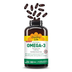 Nutrition label showing 180 mg EPA and 120 mg DHA per softgel