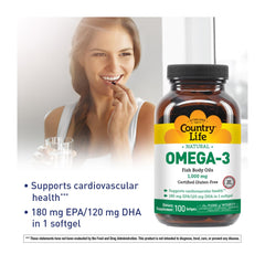 Close-up of burpless softgels from Country Life Omega-3