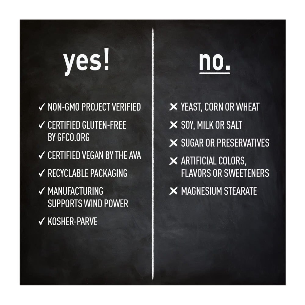 GFCO gluten-free, AVA vegan, NSF non-GMO icons