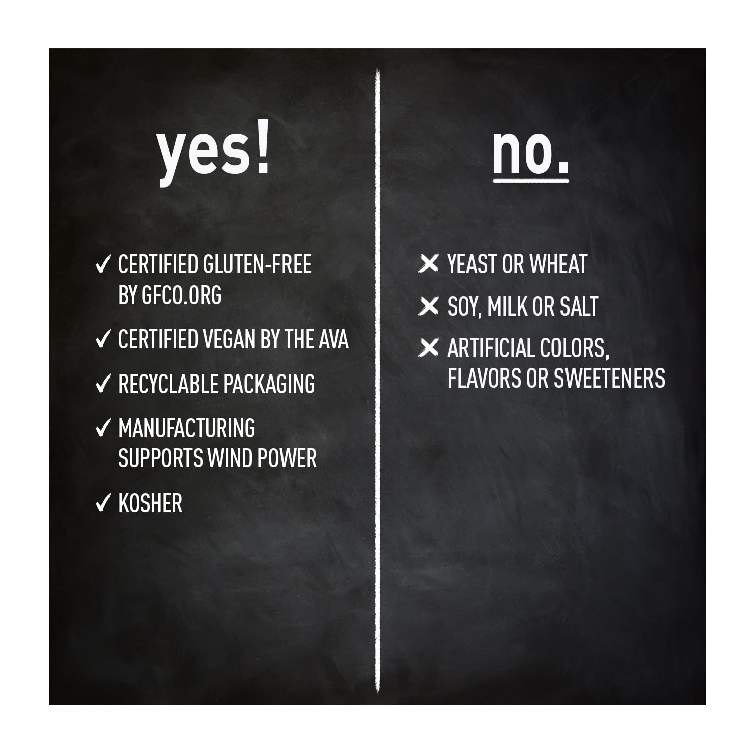 Certifications on packaging: Vegan, Gluten-Free, Non-GMO, Kosher