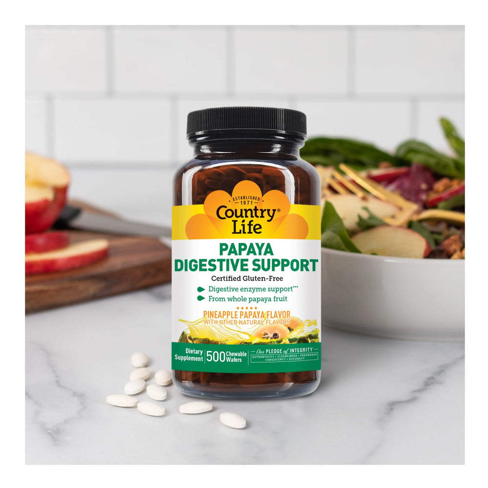 Ingredients label for Country Life Papaya Enzymes
