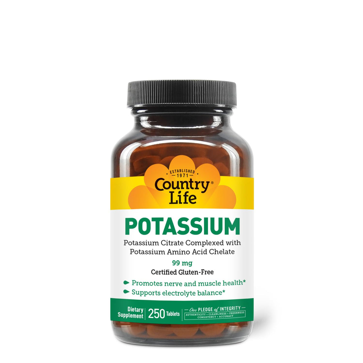 Country Life Potassium 99 mg tablets bottle with label