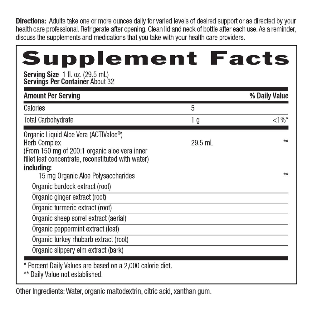 One-ounce serving measurement of aloe vera juice