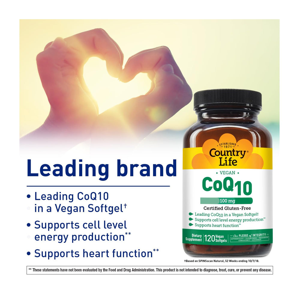 Close-up of CoQ10 softgel capsules in bottle
