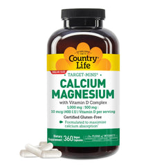 Front label view of Country Life Target-Mins Calcium Magnesium with Vitamin D-Complex bottle
