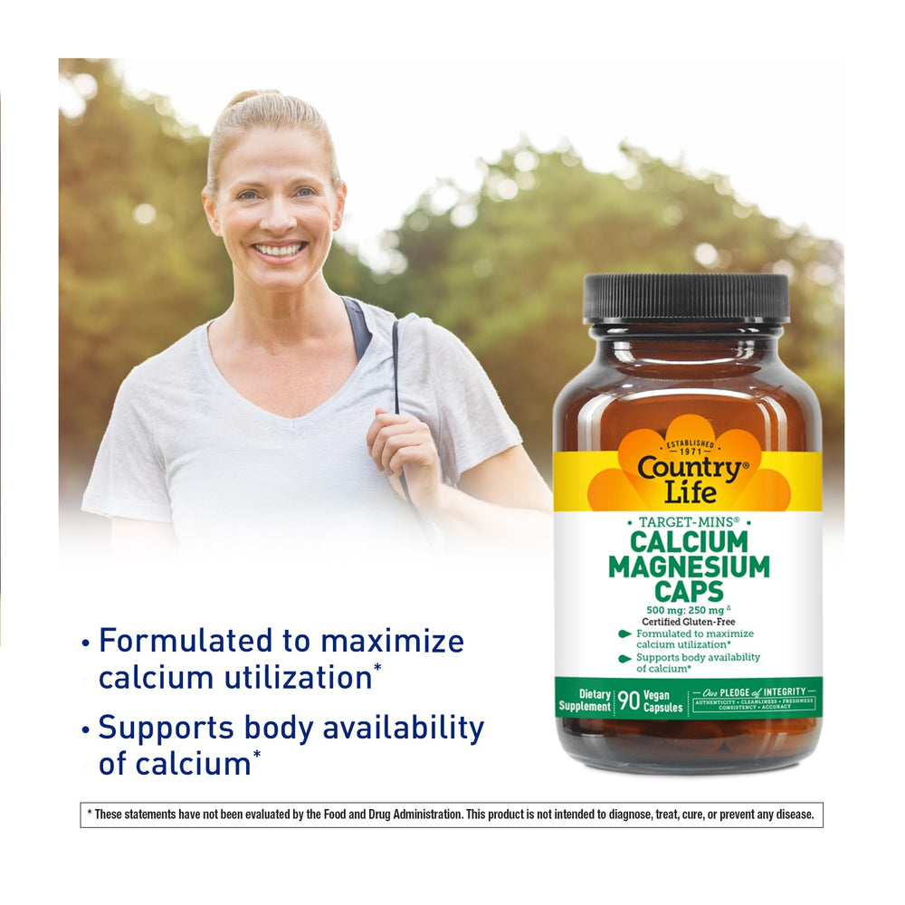 Country Life Target-Mins Calcium Magnesium Complex bottle – back label