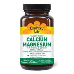 Bottle front view of Country Life Target-Mins Calcium Magnesium with Vitamin D Complex