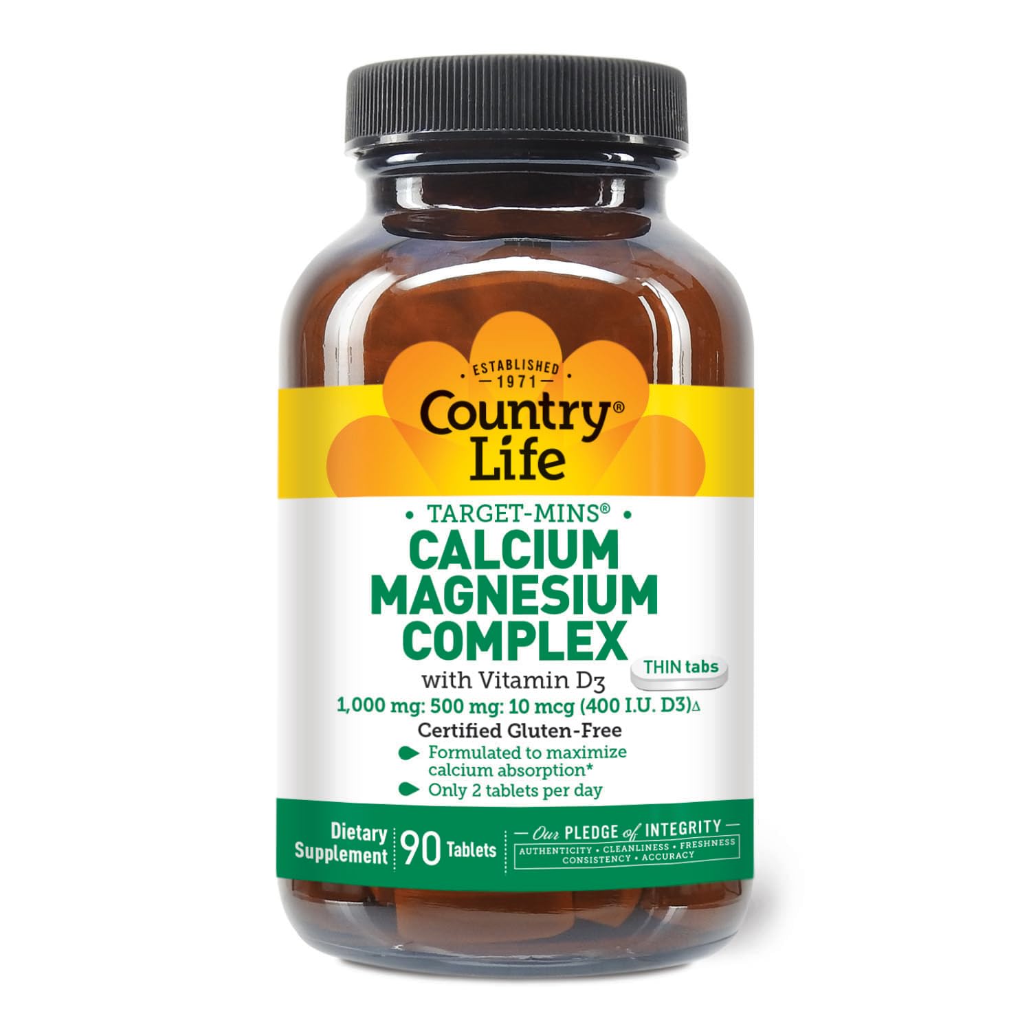 Country Life Target-Mins Calcium Magnesium with Vitamin D bottle on white background