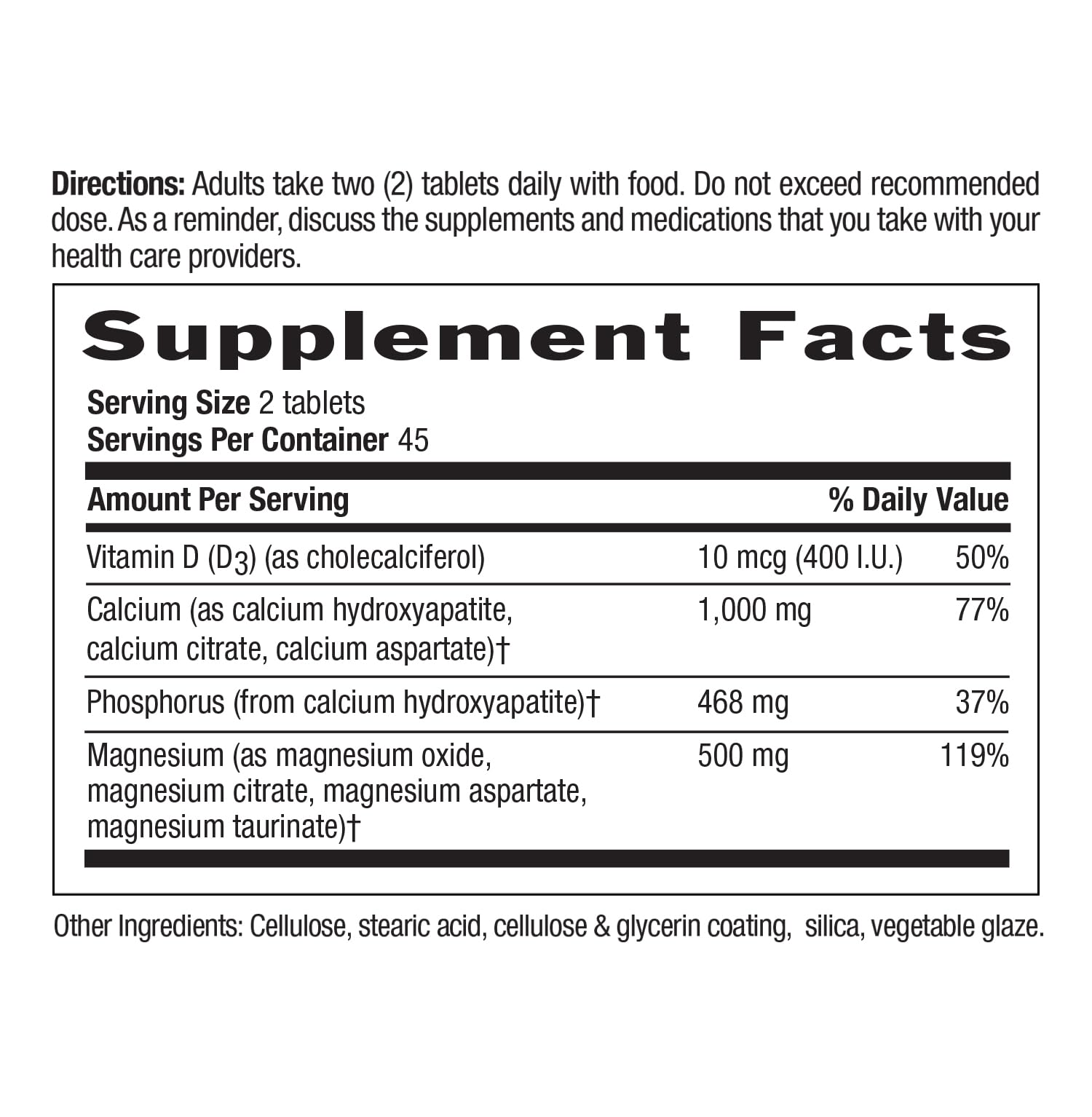 Close-up of 90-tablet bottle showing tablets and label