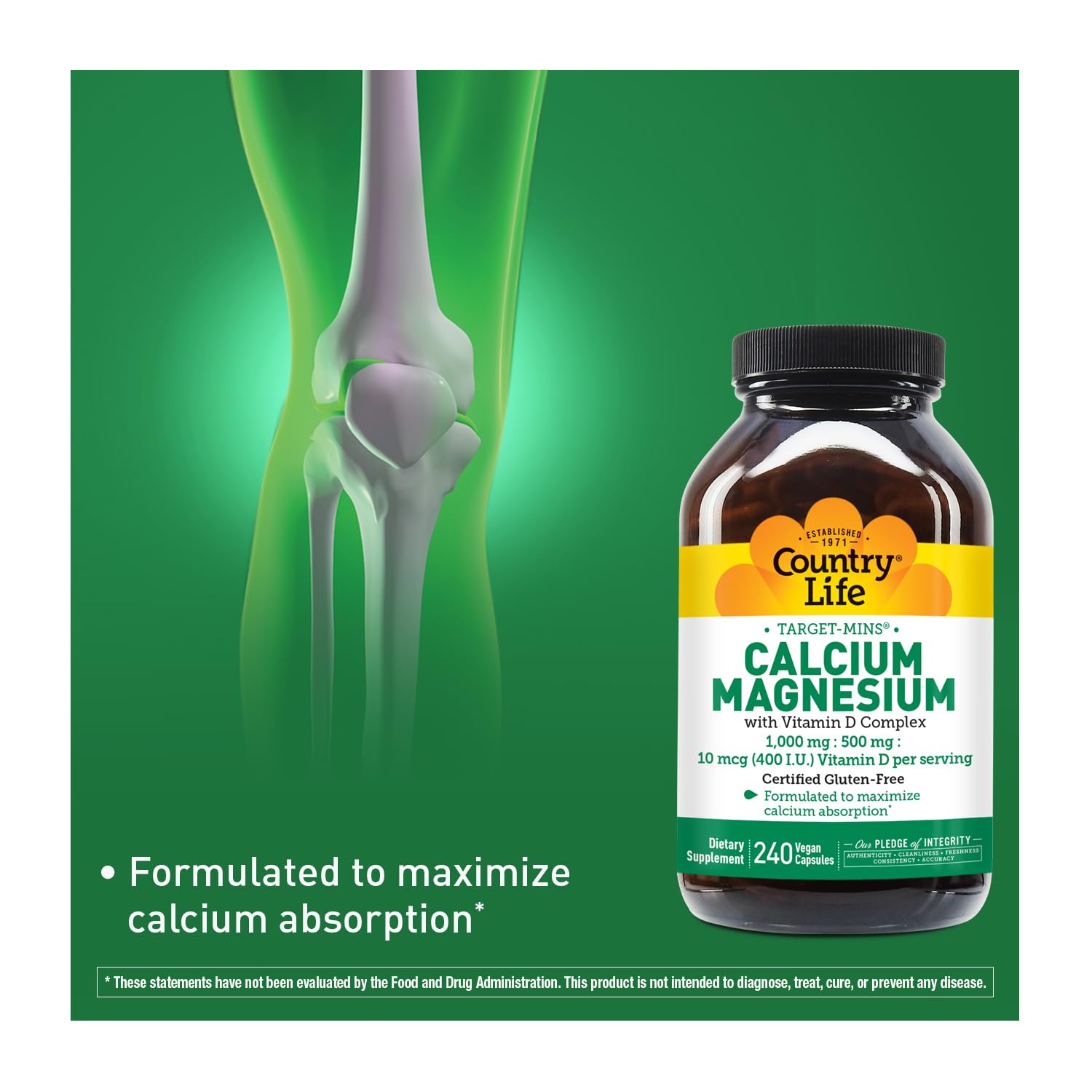 Country Life Target-Mins Calcium Magnesium with Vitamin D Complex bottle back