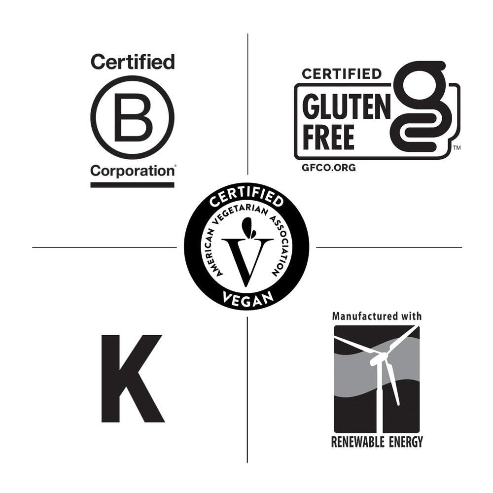 Icons indicating gluten-free, vegan, and kosher on Country Life Target Mins