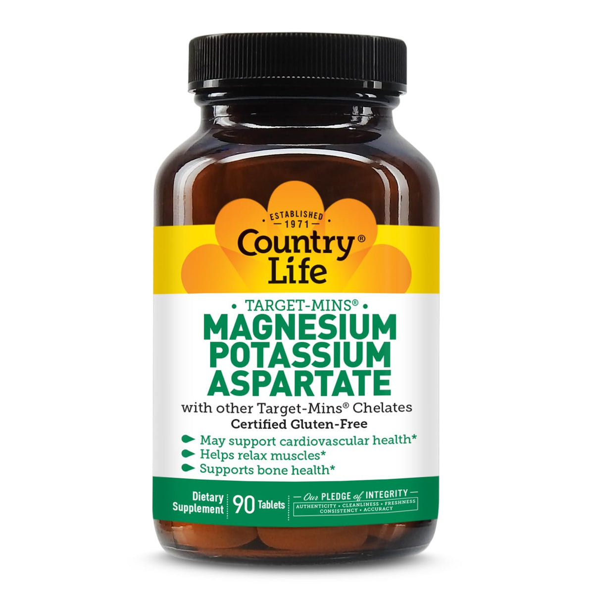 Country Life Target-Mins Magnesium Potassium Aspartate bottle with label