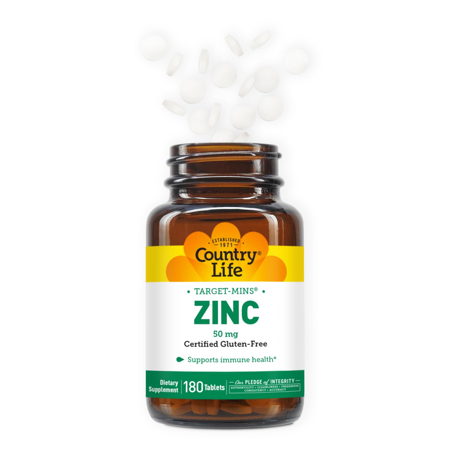 Healthy immune support imagery with zinc supplement bottle