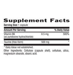Country Life Taurine 500mg bottle label close-up