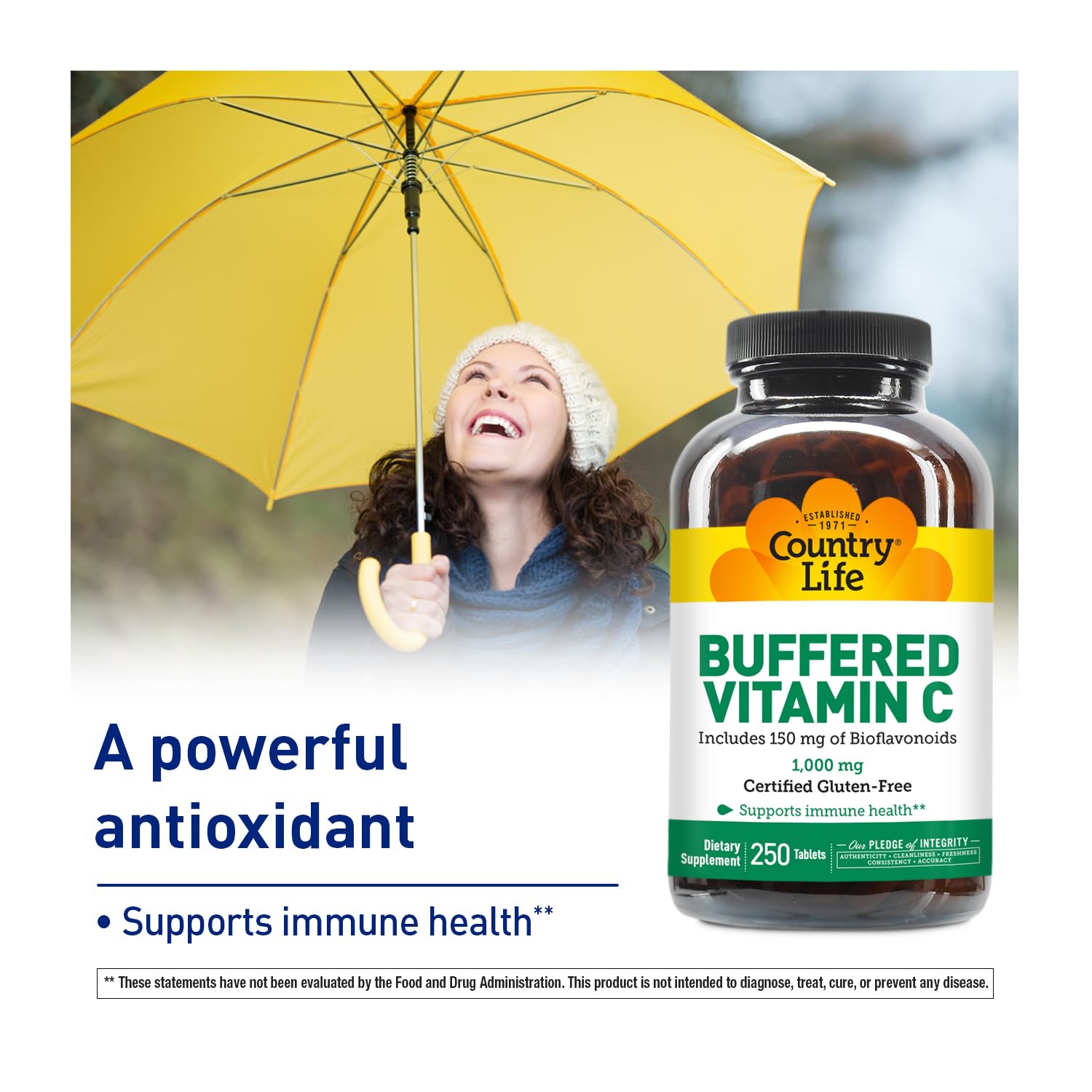 Vegan capsule vitamin C supplement by Country Life
