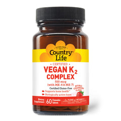 Country Life K2-500 mcg vegan strawberry chewables packaging