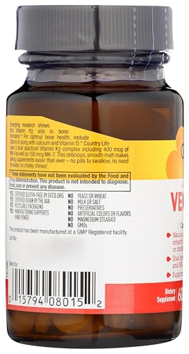 Country Life vegan vitamin K2 with strawberry flavor chewables bottle