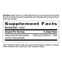 Gluten-free, vegan, halal, and kosher certifications on Vitamin A label