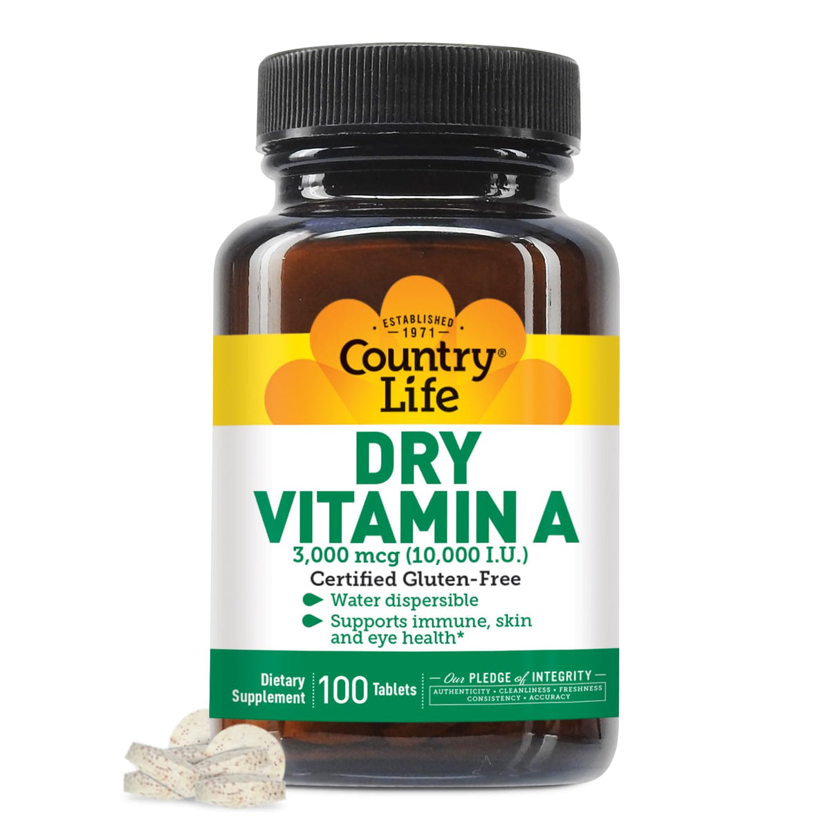 Country Life Vitamin A 10,000 IU bottle with label