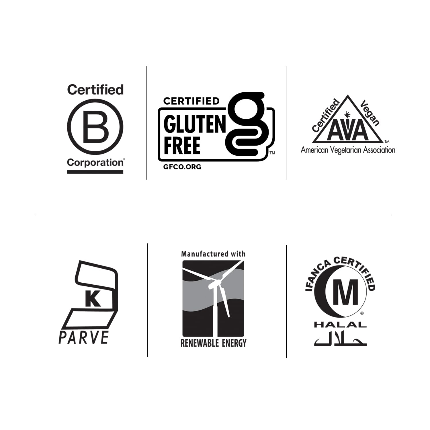 Packaging highlighting gluten-free, vegan, kosher and halal attributes