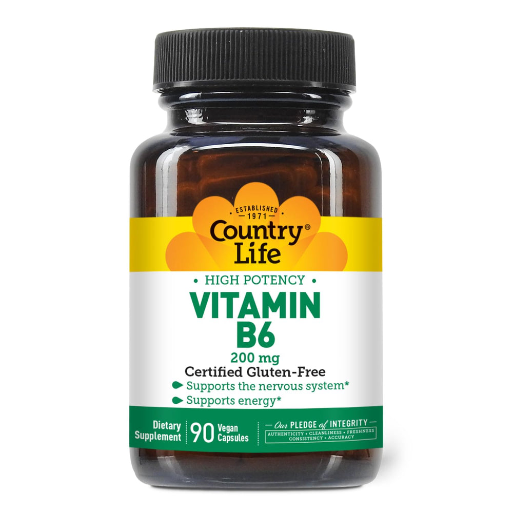 Country Life Vitamin B-6 200 mg – 90 vegan capsules – gluten free