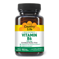 Country Life Vitamin B-6 200 mg – 90 vegan capsules – gluten free