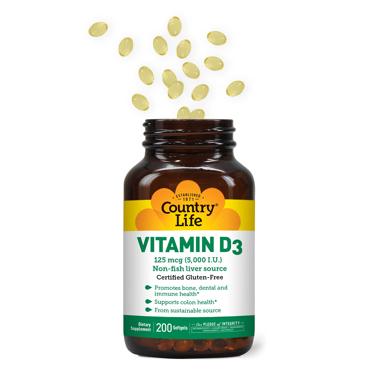 Assorted strengths of Country Life Vitamin D3 bottles