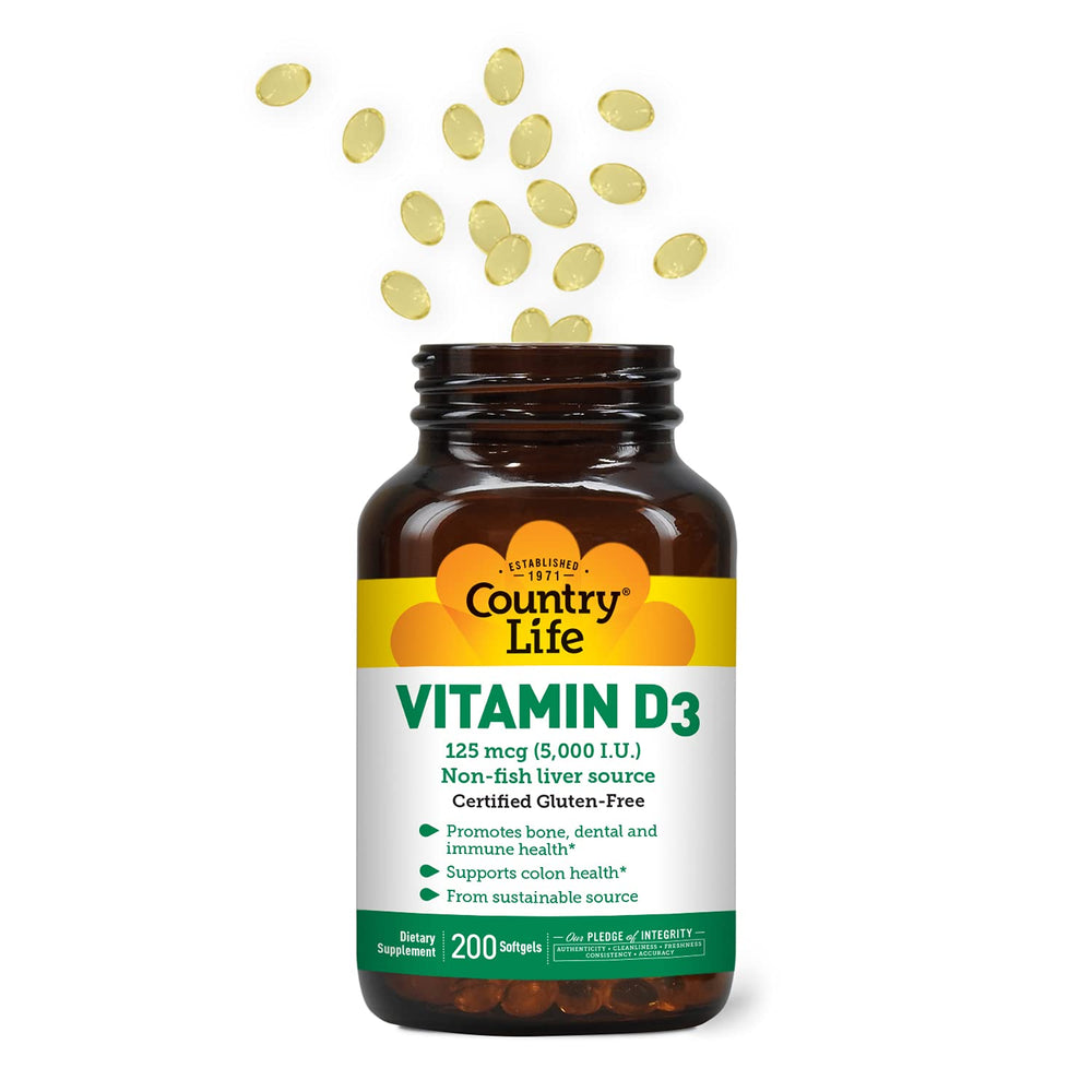 Assorted strengths of Country Life Vitamin D3 bottles