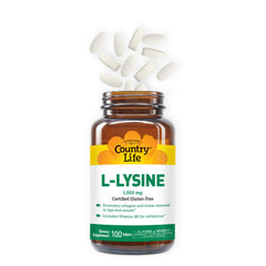 Country Life Vitamins L-Lysine 1000 mg with B-6 bottle - side view