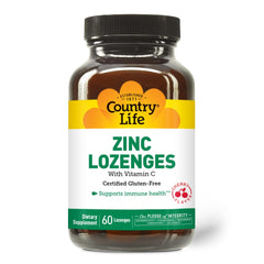 Country Life Zinc Lozenges 23 mg + Vitamin C Cherry Flavor bottle