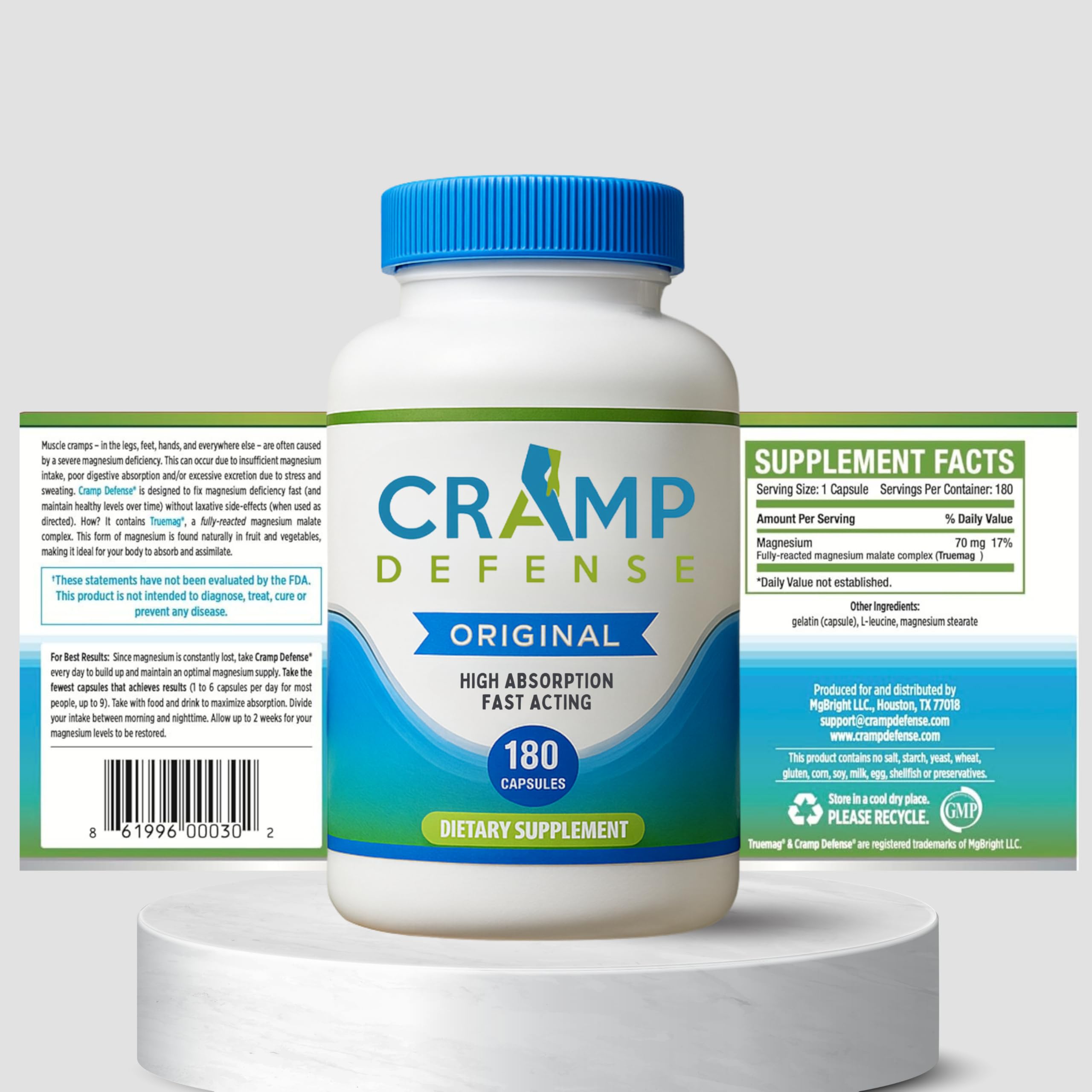 Cramp Defense product shot with capsules spilling