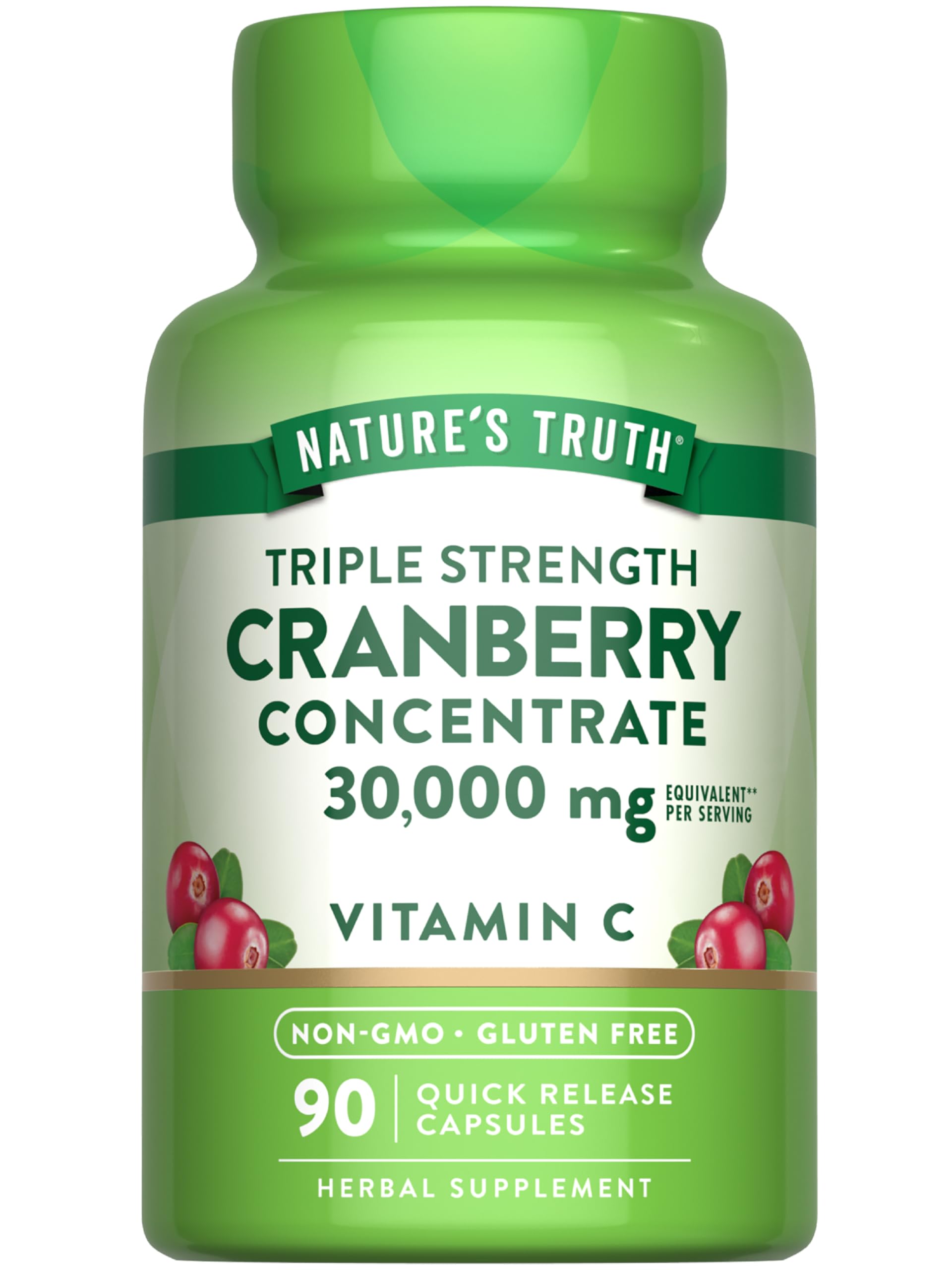 Nature's Truth Cranberry Concentrate Pills bottle front showing 30,000 mg per serving