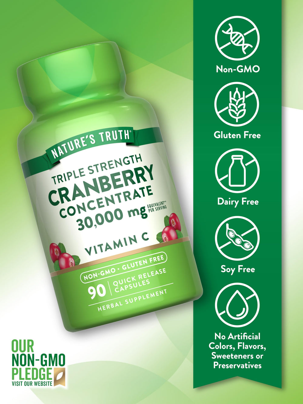 Cranberry Concentrate Pills 30,000 mg label close-up