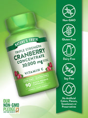 Cranberry Concentrate Pills 30,000 mg label close-up