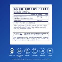 Cranberry D-Mannose capsules with packaging