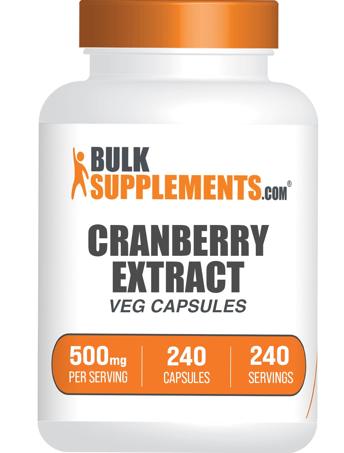 BulkSupplements Cranberry Extract Capsules bottle, 500mg, 240 count